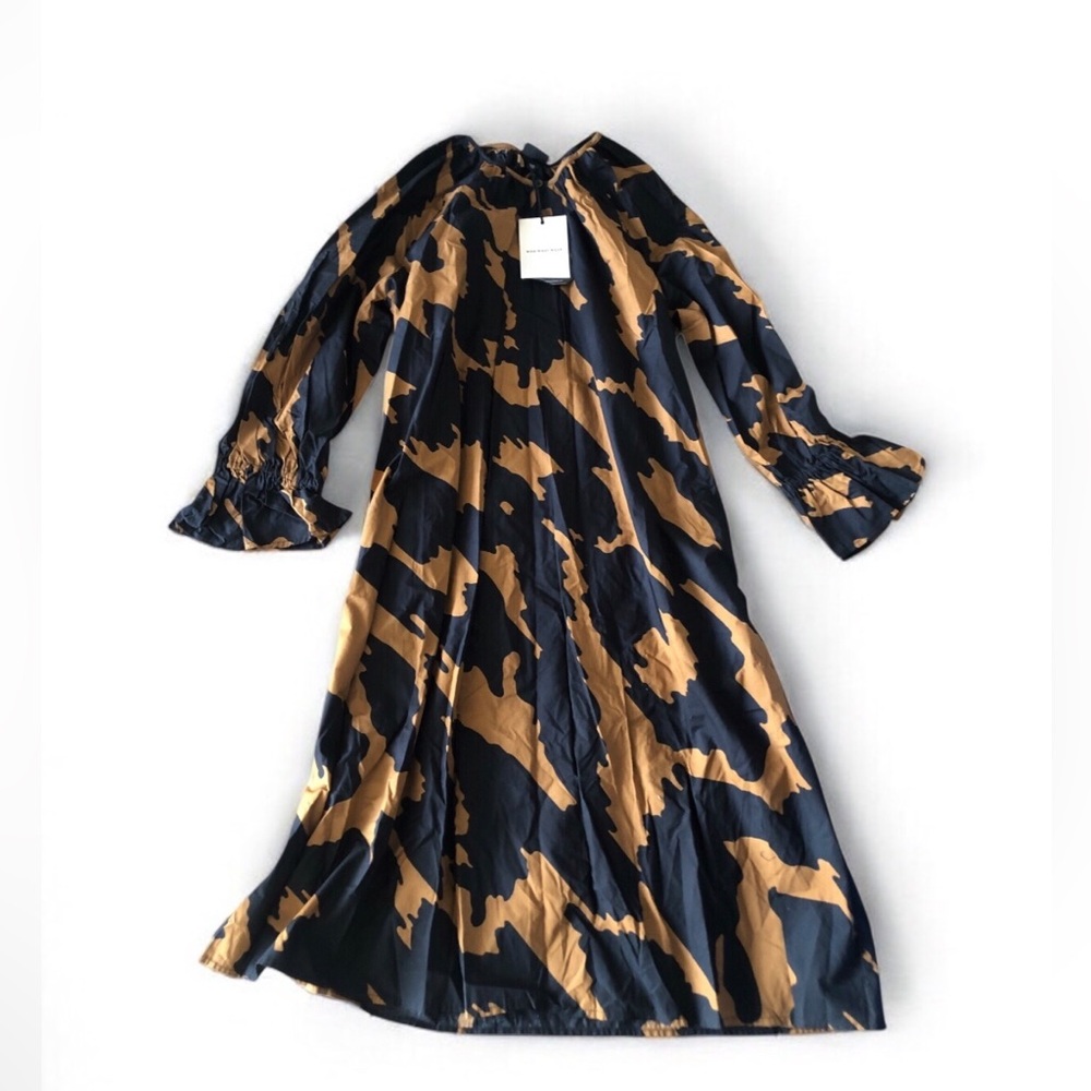 Who What Wear Black and Camel Abstract Print Maxi Dress